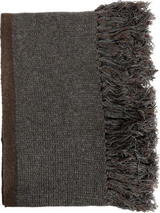 Ziggy Chen Lange sjaal met kwastjes - unisex - Accessoires - Grijs - Maat: ONE Size Leer