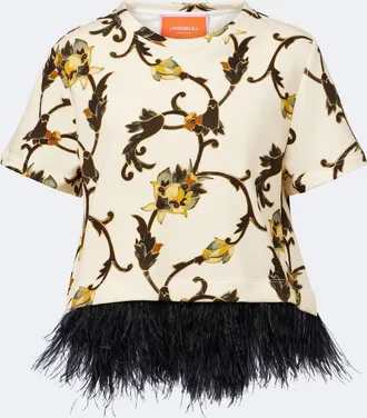 La DoubleJ La Scala fringed printed cotton T-shirt