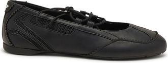 Diesel D-Mile-Lace-up ballet flats in leather and mesh - Flats - Woman - Black