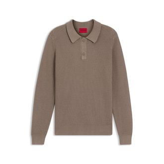 HUGO BOSS Relaxed-fit sweater in structured cotton with polo collar