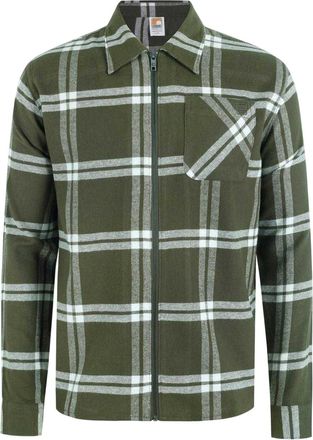 SoulCal&Co SoulCal Heren-shacket van geruite flanel met doorlopende rits en lange mouwen (Kaki Groen)