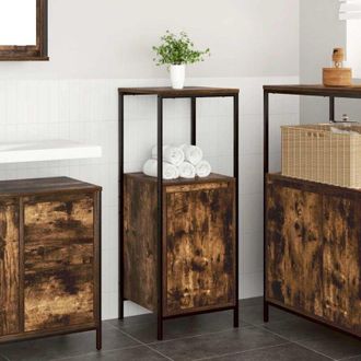 vidaXL Mueble De Ba&ntilde;o Con Estantes Roble Ahumado 36x35x95 Cm Vidaxl