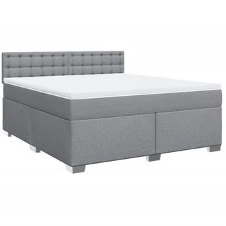 vidaXL Vidaxl - Cama Box Spring Con Colch&oacute;n Tela Gris Claro 180x200 Cm