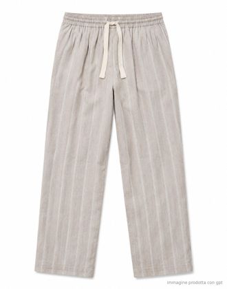 East Harbour Surplus Light Grey Oxnard Striped Linen Trousers