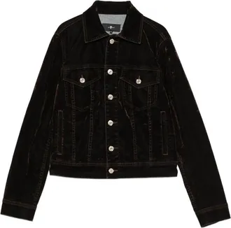 7 For All Mankind Velvet-effect Button-up Jacket