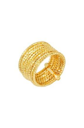 Steeltime 18k Gold Plated Textured Ring at Nordstrom Rack, Size 6