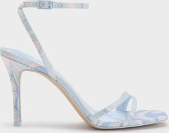 Charles & Keith Swirl-Print Ankle-Strap Heels