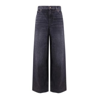 Chloé Wide Jeans, female, Black, W30, High-waisted Flared Jeans with Zip Closure