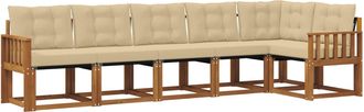 vidaXL Conjunto De Sof&aacute;s De Exterior 6 Uds. Natural Y Beige Vidaxl