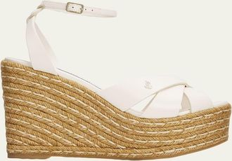 Jimmy Choo London 100mm Korra Leather Espadrille Platform Sandals