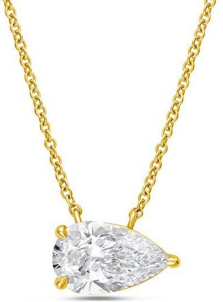 Diana M. Jewels 14kt yellow gold lab grown pear shape east west diamond pendant weighing 2.00 ct in a prong setting