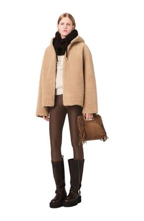 Maje Reversible coat with hood in Camel at Nordstrom, Size X-Small