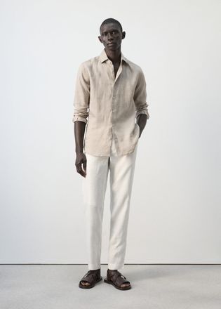 Mango Camicia slim fit 100% lino sabbia - Uomo - XXL - MANGO MAN