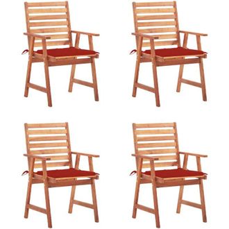 vidaXL Vidaxl - Sillas Comedor De Jard&iacute;n Y Cojines 4 Uds Madera Maciza Acacia