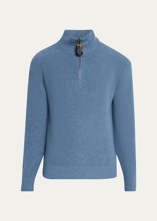 J.W.Anderson Mens Wool and Cotton Rib Half-Zip Sweater