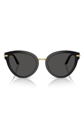 Dolce & Gabbana 55mm Butterfly Sunglasses in Top Black On Leo/dark Grey at Nordstrom