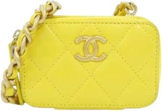 Chanel Pre-owned Mini Schoudertas - Dames - Vintage Mini Tas - Geel - ONE Size - Leer - Vintage