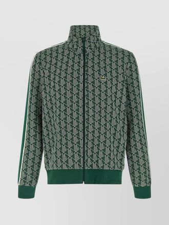 Lacoste sweatshirt with high collar and side stripes