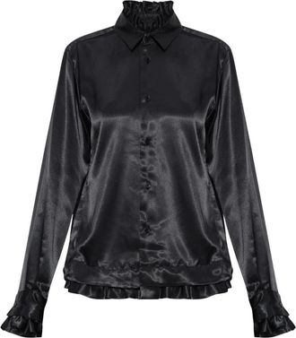 Comme Des Gar&ccedil;ons Overhemden, Dames, Zwart, M, Leer, Gekreukeld Shirt