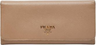 Prada Beige Leather Long Wallet (Tri-Fold) (Pre-Owned)