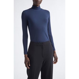 St. John The Nuda Jersey Turtleneck Top in Midnight at Nordstrom, Size X-Small