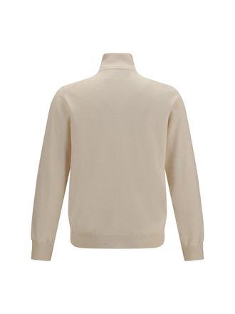 Brunello Cucinelli Mens Turtleneck Cashmere Sweater Cream-Grey Cream/grey