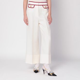 Valentino Ivory trousers with Gold V