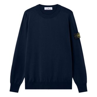 Stone Island Round-neck Knitwear, male, Blue, Size: 2XL 5100053 Soft Crewneck Sweater
