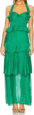 Line & Dot Cari Halter Maxi Dress In Kelly Green