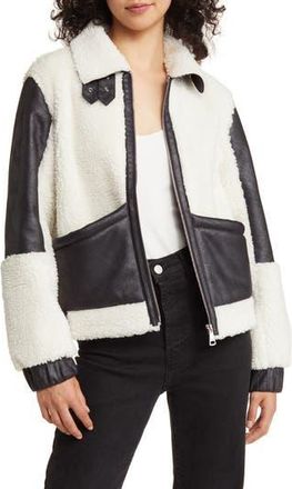 Vigoss Faux Shearling & Faux Leather Jacket in Black at Nordstrom Rack, Size X-Large