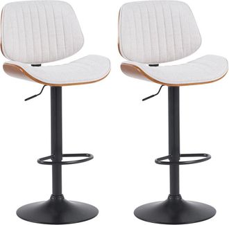 Clp Clp - Lote De 2 Taburetes De Bar Clawson De Tela Nogal/crema Negro