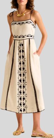 Carolina K Allegra Linen Midi Dress In Gardenia