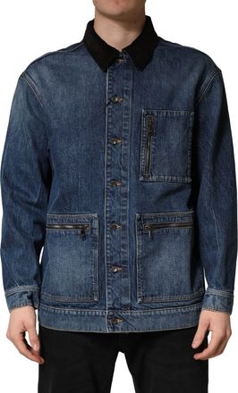 Dolce & Gabbana Black Blue Cotton Denim Blouson Men Mens Jacket