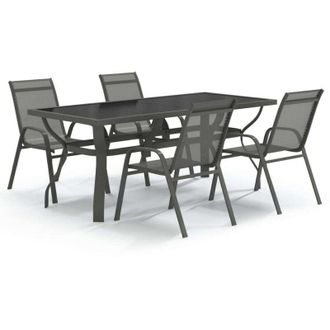 vidaXL Set da Pranzo da Giardino 5 pz Grigio e Nero - Vidaxl