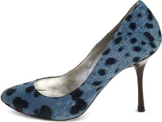 Dolce & Gabbana Pumps denim con stampa leopardata 90mm - Nero