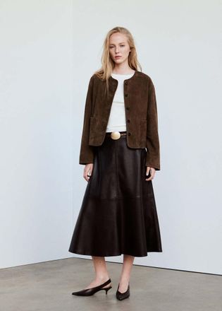 Mango Gonna similpelle svasata cioccolato - Donna - 36 - MANGO