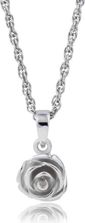 MAX + STONE 925 Sterling Silver Rose Pendant Necklace on 18 inch Rope Chain
