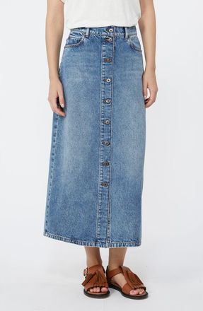 Max Mara Dasti Button Front Denim Midi Skirt in Navy at Nordstrom, Size 16