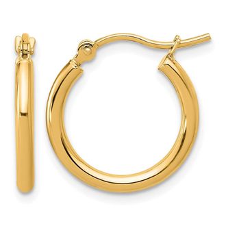 Diamond2Deal 14k Gold Polished 2x17.5mm Polished Hoop Earrings