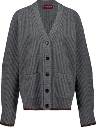 Gucci V-neck buttoned cardigan - women - Wool - M - Grey