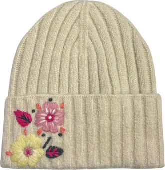 MARCUS ADLER Flower Embroidered Beanie