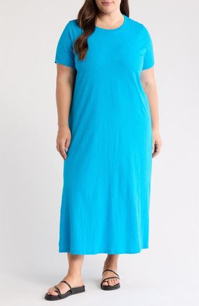 Eileen Fisher Organic Cotton Maxi Dress in Oahu Blue at Nordstrom, Size 2X