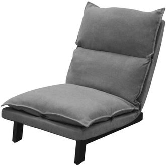 ML Design ML-Design Sedia da Terra Grigio in Lino con Schienale Regolabile 90-180&deg; Struttura in Acciaio Imbottito Poltrona Lounge Cuscino da Pavimento Divano