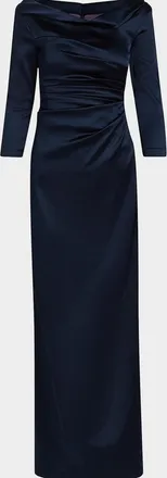 Talbot Runhof Gathered Satin Gown