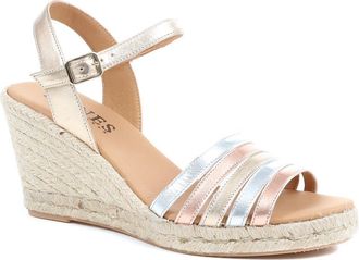 Jones Bootmaker Womens Alivia Espadrille Wedge Heels - Gold Leather - Size UK 5