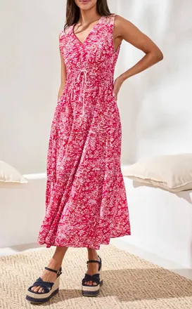 Tribal Lined Poplin Maxi Dress In Gardenia