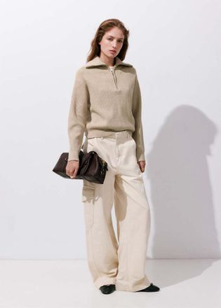 Mango Pullover zip coste marrone medio - Donna - XXS - MANGO