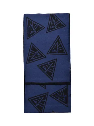 Lanvin Wool Scarf With Patterned Logo Design In Deep Indigo
