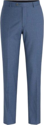 Oscar Jacobson Blauwe Slim Fit Wollen Broek - Heren - Nette broeken - Blauw - L - Wol - Broeken