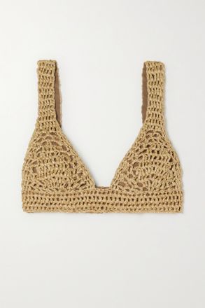 Brunello Cucinelli Crocheted Raffia Bralette - Marrone
